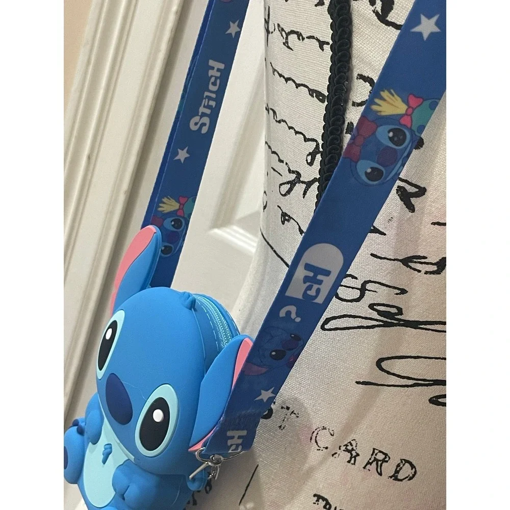 Disney Lilo & Stitch Blue Silicone 3D Character Crossbody Bag with Lanyard Strap